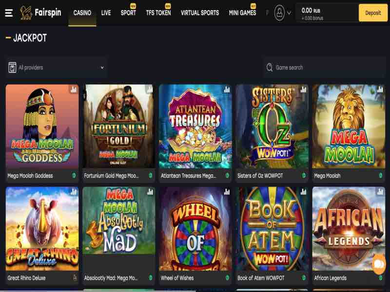 Джекпот в онлайн казино Fairspin