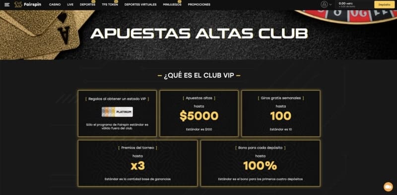 VIP Club - Bonificaciones de Fairspin